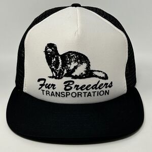 Vintage Fur Breeders Transportation Trucker Hat Baseball Cap Mink Snapback Black